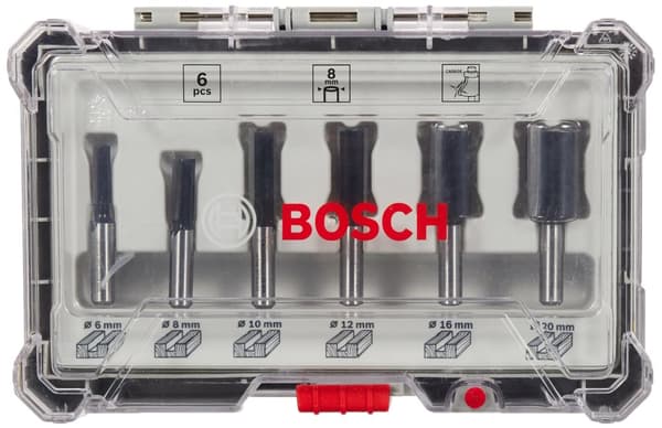 Freseborsett Bosch Straight; 8 mm; 6 deler