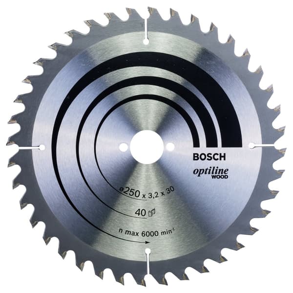 Sagblad for tre Bosch OPTILINE WOOD; 250x3,2x30,0 mm; Z40; 15°