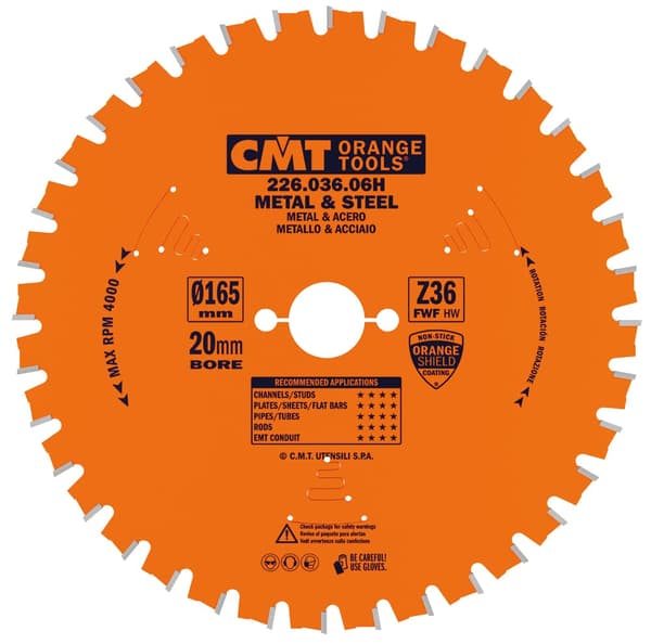 Sagblad for metall CMT 226; 165x1,5x20; Z36; 0°