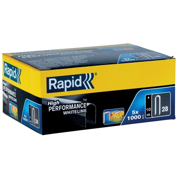 Stifter Rapid; 10 mm; 5000 stk; type 28; hvit galvanisert