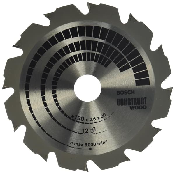 Sagblad for tre Bosch CONSTRUCT WOOD; 190x2,6x30,0 mm; Z12; 12°