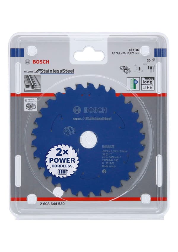 Kappeskive Bosch Expert for Stainless Steel 2608644530; 136x20 mm