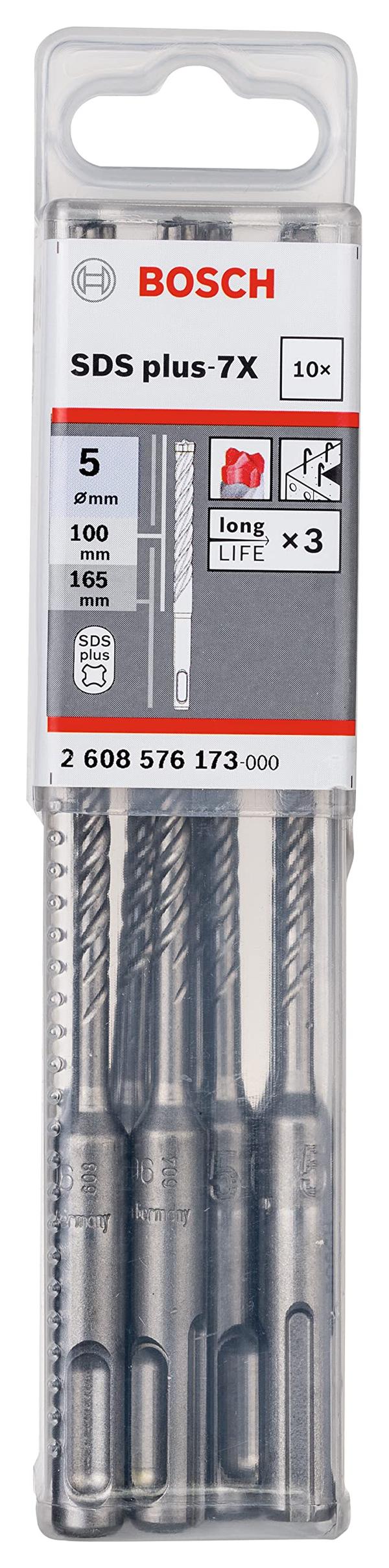 Bor for betong Bosch SDS-plus 7X; 5x100x165 mm; 10 stk
