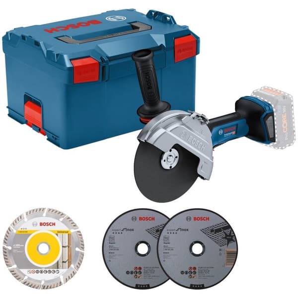 Vinkelsliper Bosch GWS 18V-180 P Professional; 18 V (uten batteri og lader) + L-BOXX 238