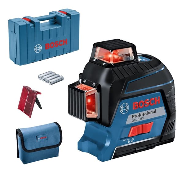 Linjelaser Bosch GLL 3-80 Sort, Blå, Rød
