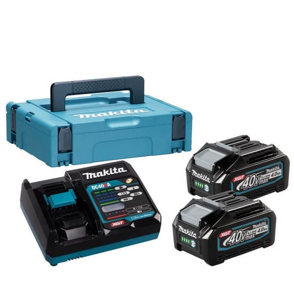 Tilbehørsett Makita 191J97-1; 40 V; 2x4,0 Ah batteri + lader DC40RA