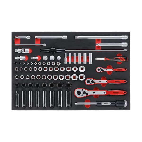 Hylsenøkkelsett eng Tools TTESK77; EVA; 77 stk