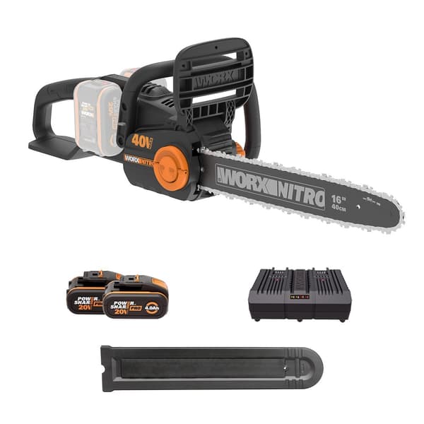 Motorsag Worx WG385E; 2x20 V; 2x4,0 Ah; 40 cm bånd