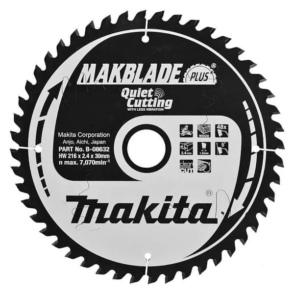 Sagblad for tre Makita MAKBLADE PLUS; 216x2,4x30,0 mm; Z48; 5°