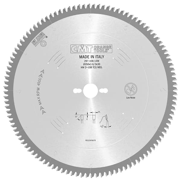 Sagblad for aluminium CMT 297; 350x3,2x30; Z108; -6°