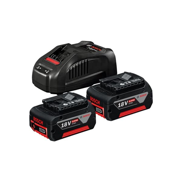 Batteri Bosch GBA; 18 V; 5,0 Ah; Li-ion; 2 stk + lader GAL 1880 CV