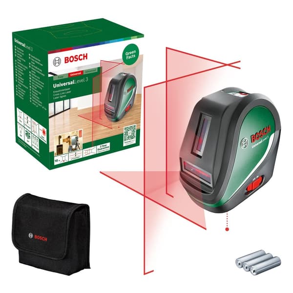 Krysslaser  Bosch Universal Level 3 Sort, Grønn