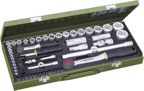Verktøysett Proxxon 1/2''+1/4''; 56 stk