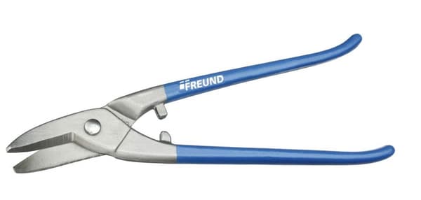 Tinnklipp med buede kniver Freund; 250 mm; for venstre hånd