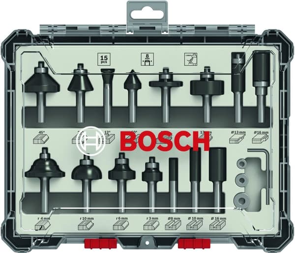 Freseborsett Bosch; 8 mm; 15 stk