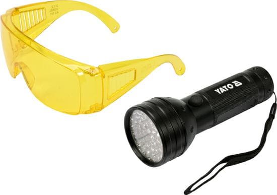 YATO UV 51 LED-FLICKTA + GLASÖGON Svart