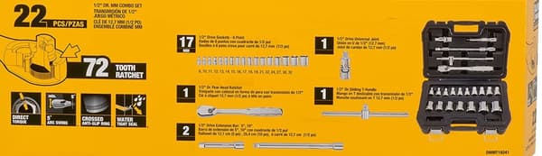 DEWALT NYCKELSET 22 st. 1/2"