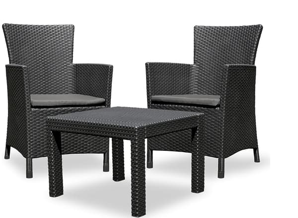 KETER TRÄDGÅRDSMÖBLER SET ROSARIO GRAPHITE 2 STOLAR + BORD