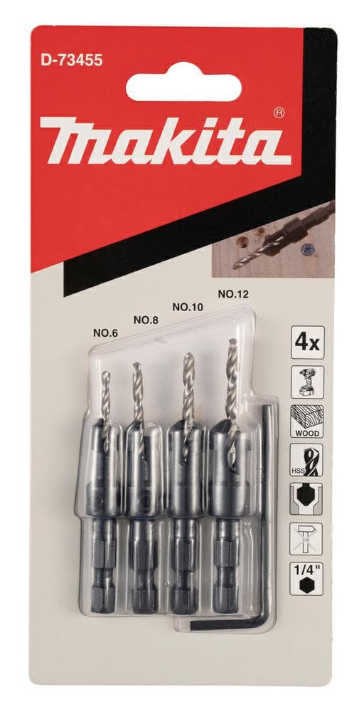 MAKITA TRÆBORESÆT 4 stk. MED COUNTERSINGER 2,4/2,8/3,2/3,6mm