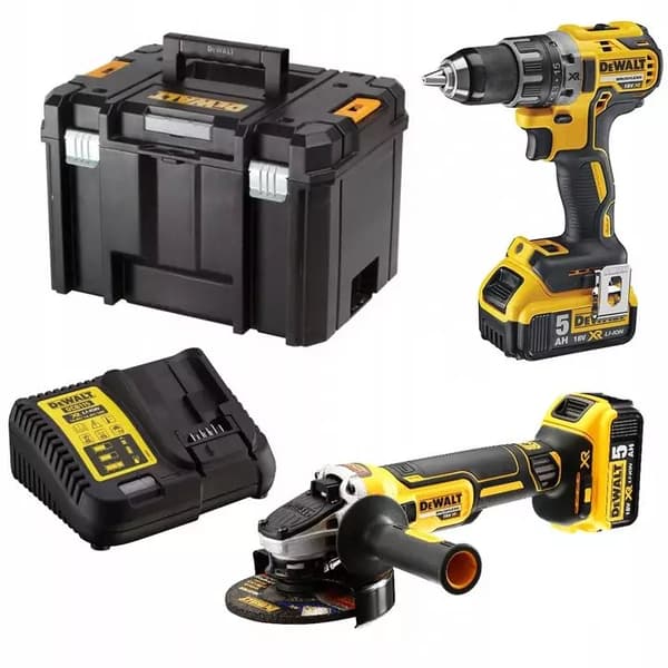 DEWALT.COMBO SÆT 18V DCK2020P2T (DCD791+DCG405) 2x5,0Ah TSTAK