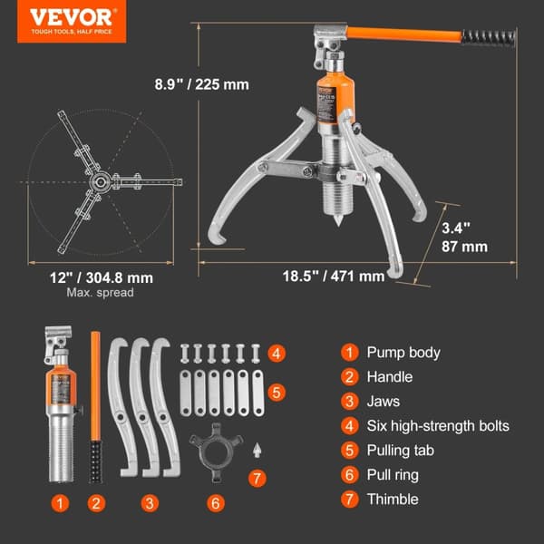 Hydraulisk Geartræk, 15 Tons Kapacitet, Horisontal og Vertikal Betjening,15 ton