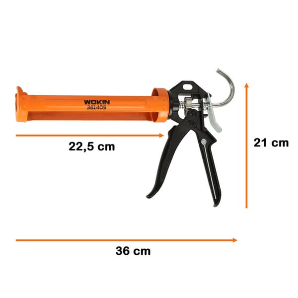 Squeezer pistol til silikone, akryl, limpatroner, roterende krop, 360 255 mm WOKIN