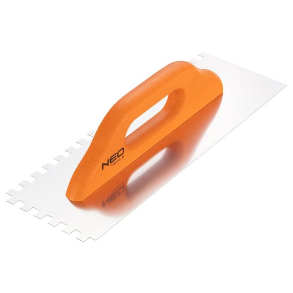 Spartel med kærv 380 x 128 mm, tand 10 x 10 x 10 mm, træhåndtag