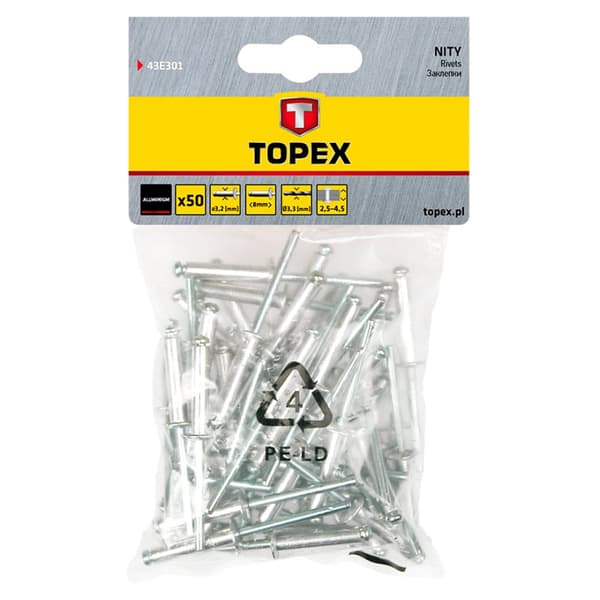 Aluminiumsnitter 3,2 x 8 mm, 50 stk.
