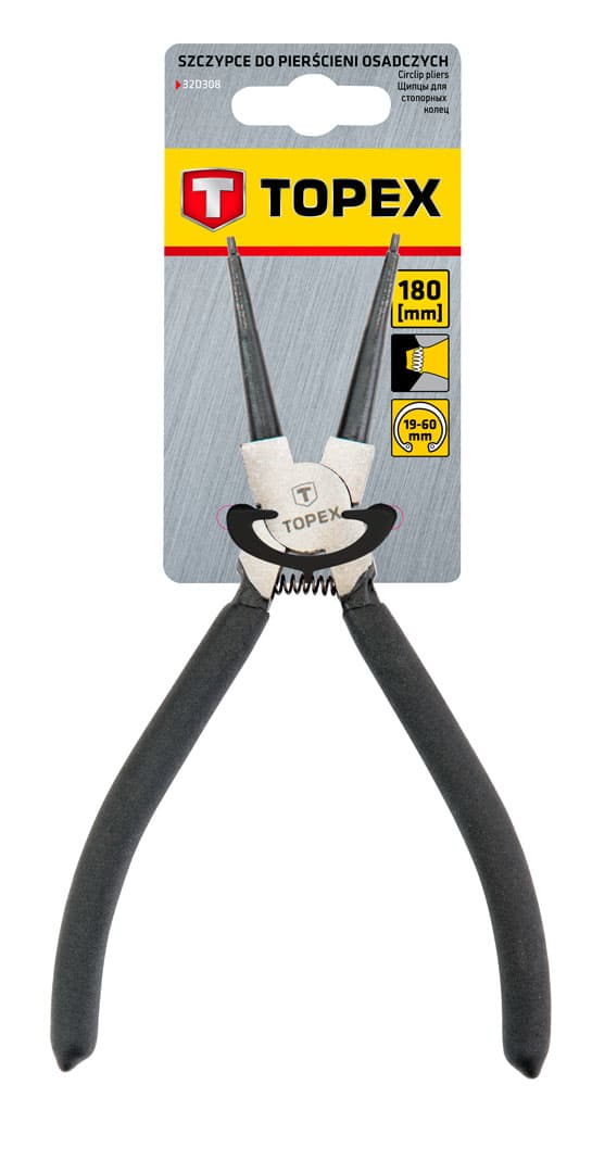 Låseringstang 180 mm, indvendig, lige