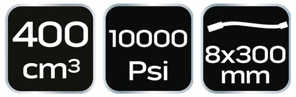 400cc:n vipurasvapistooli 8 x 300 mm letkulla (10000 Psi)