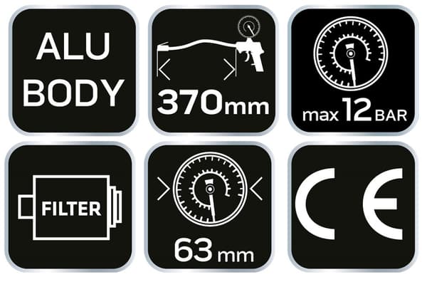 Uppblåsningspistol med tryckmätare 63 mm