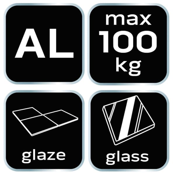 Alumiininen lasinen imukuppi, tupla, 100 kg