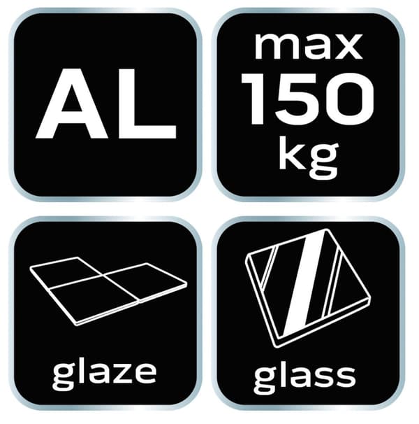 Aluminium tredobbelt glas sugekop, 150 kg