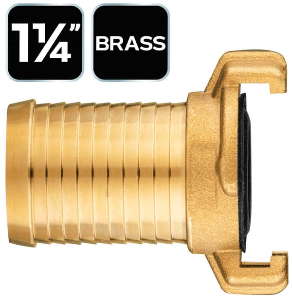 Messinkinen pikaliitin letkulle, 1 1/4"