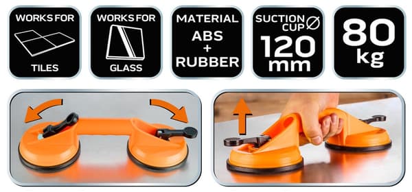 Dobbelt glas sugekop, 80 kg