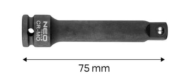 Slagforlænger 1/2" 75 mm