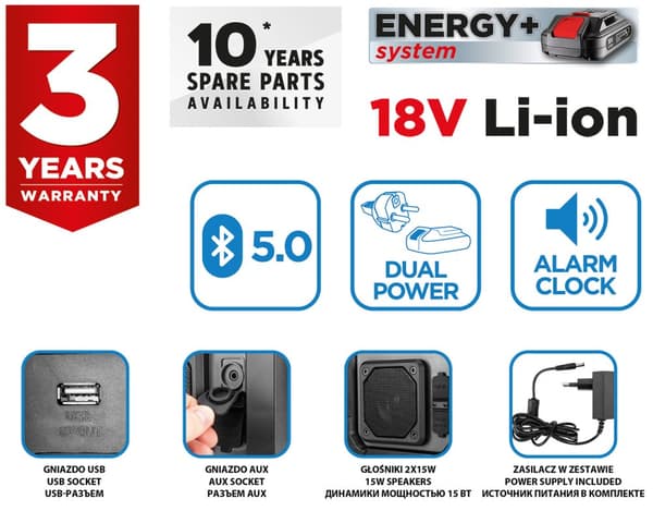 Graphite Energy+ 18V batteri-nätverksradio utan batteri
