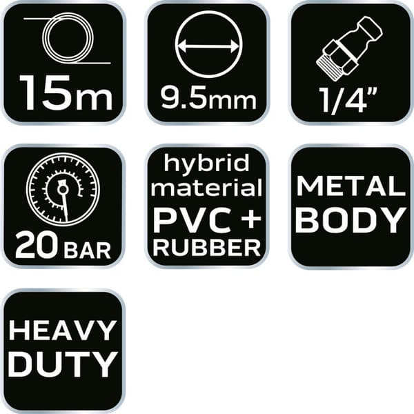 Pneumatisk rulle, metall, öppen, 9,5 mm x 15 m HEAVY DUTY