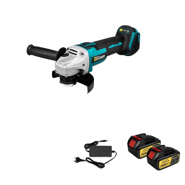 125 mm Elektrisk Vinkelslip, Dubbel Hastighetsinställning, Ergonomisk Design,2 Batteri