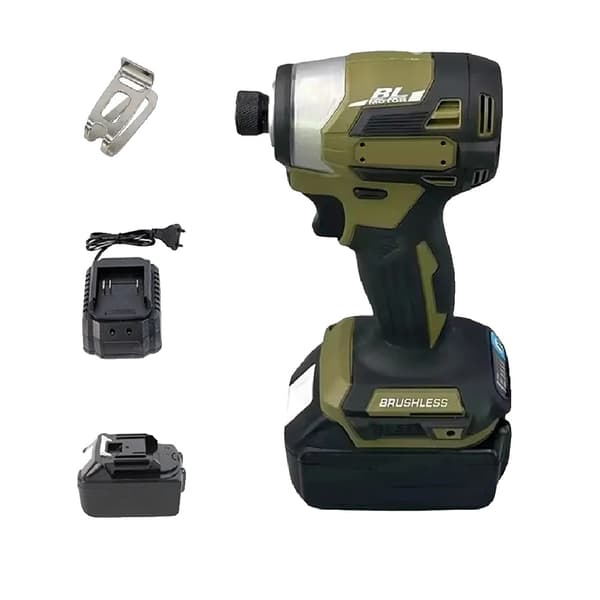21V Børsteløs Elektrisk Boremaskine, Ergonomisk Design, Indbygget LED,1 x batteri, EU