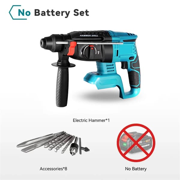 Børsteløs Elektrisk Hammer, 1680W Effekt, 4800ipm Slagfrekvens,EU, B