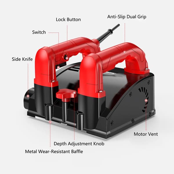 Elektrisk Plan- og Slibemaskine, 1200W Effekt, Ergonomisk Design,Cementkniv