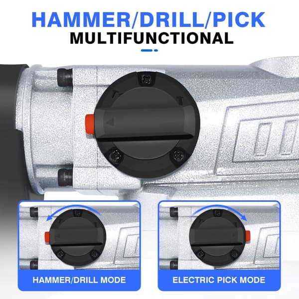 1500W Rotationshammer, 6 Justerbare Hastigheder, 4 Funktioner, SDS Plus Chuck