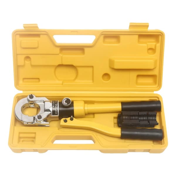 Hydraulisk Crimpværktøj, 8 Tons Kraft, Inkluderer 4 Støbninger,Gul