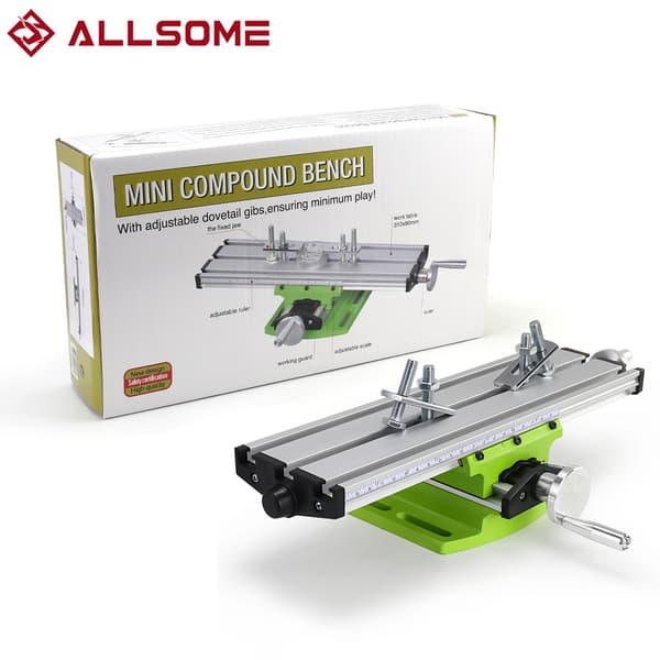 Mini præcisionsfræsemaskine arbejdsbord, X-akse bevægelse 200 mm, Y-akse bevægelse 50 mm, justerbare skydespor.