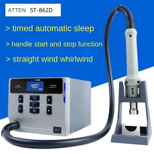 Håndholdt varmepistol, 1000W effekt, digitalt display, automatisk søgefunktion
