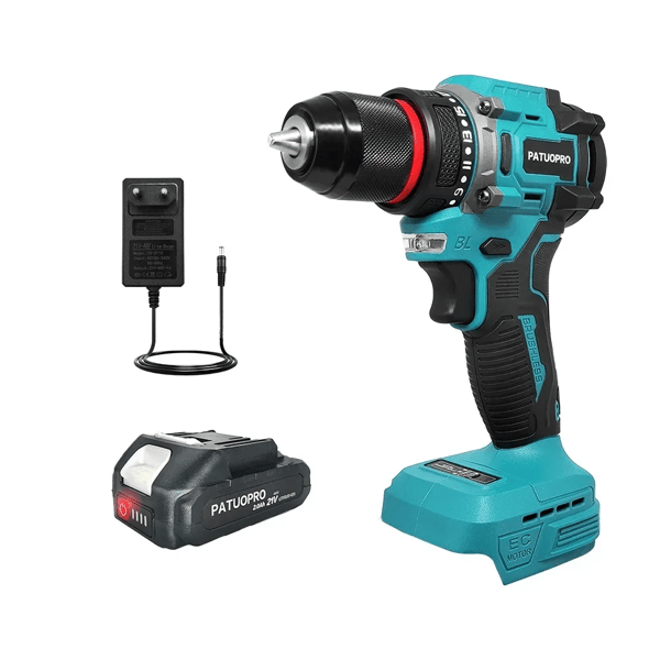 Batteridriven borrmaskin, borstlös motor, dubbel hastighetskontroll,1st 2.0Ah batteri, EU