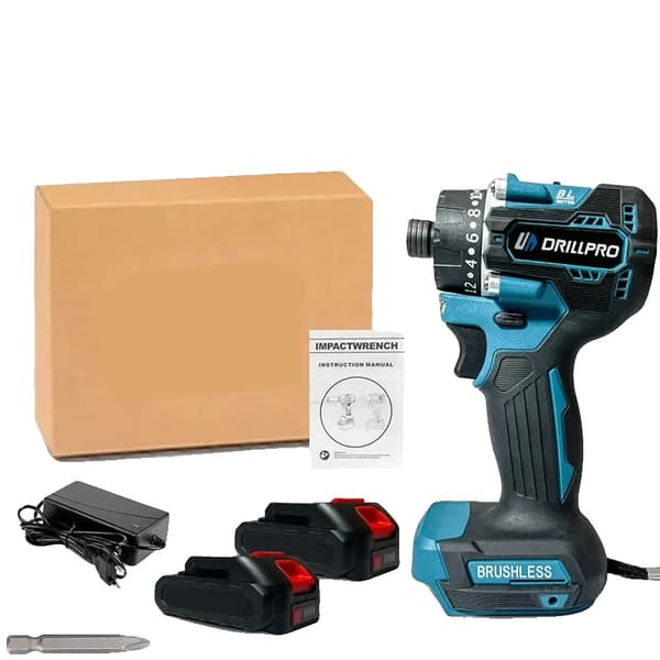 Batteridriven Elektrisk Skruvdragare, 280 N.m Vridmoment, 20+1 Växlar,2 batteri, EU