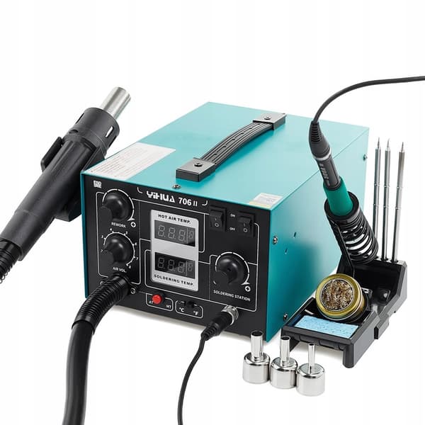 Professionel 2-i-1 varmluftsloddestation + T12 Yihua 706 II-system