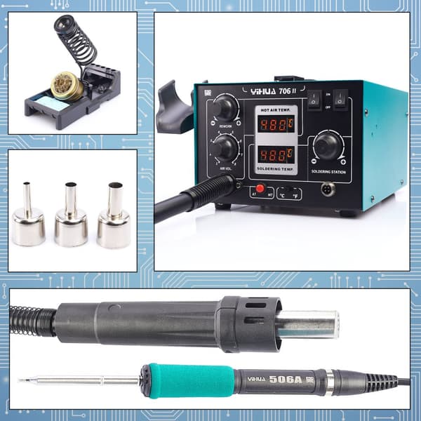 Professionel 2-i-1 varmluftsloddestation + T12 Yihua 706 II-system